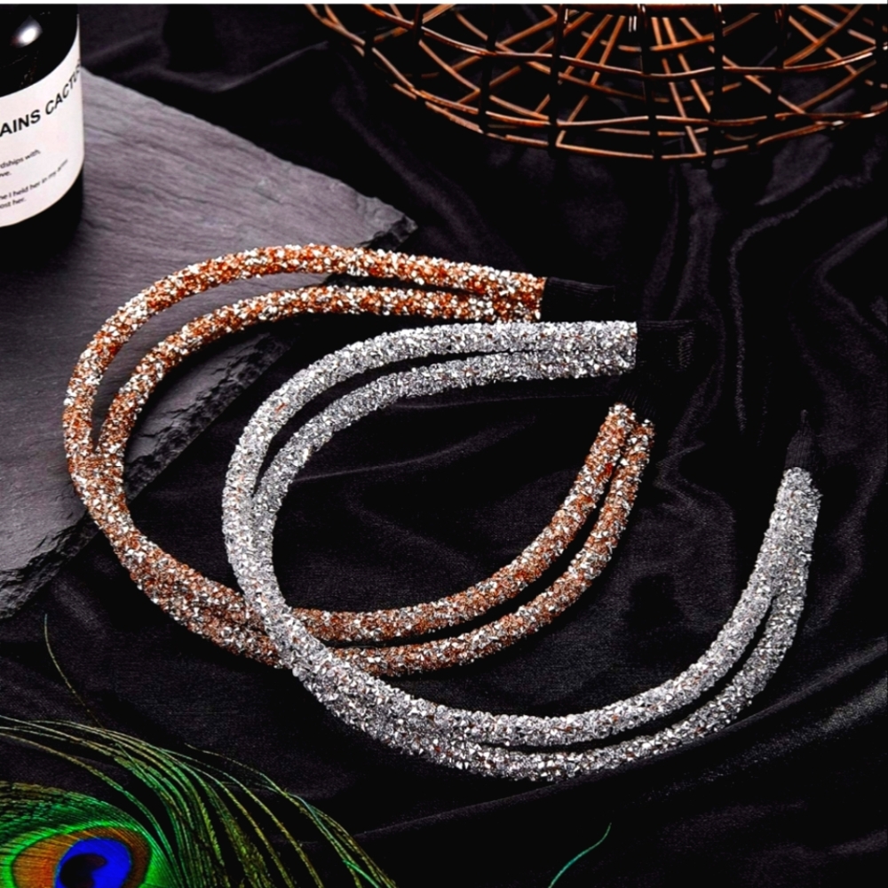 SILVER Double strand Headbands with sparkles